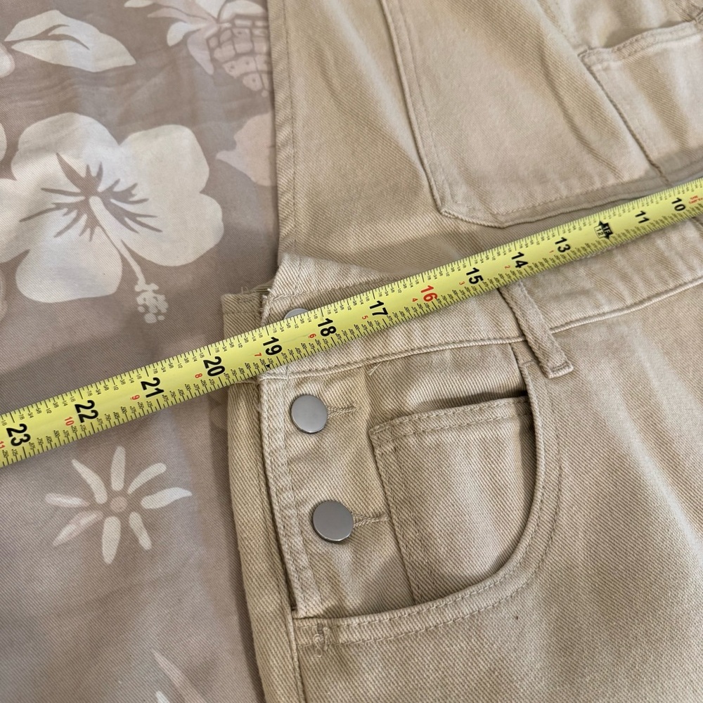 Loose Fit Beige Denim Overalls Jean Jumpsuit Bib Romper Women’s XL - Picture 13 of 14
